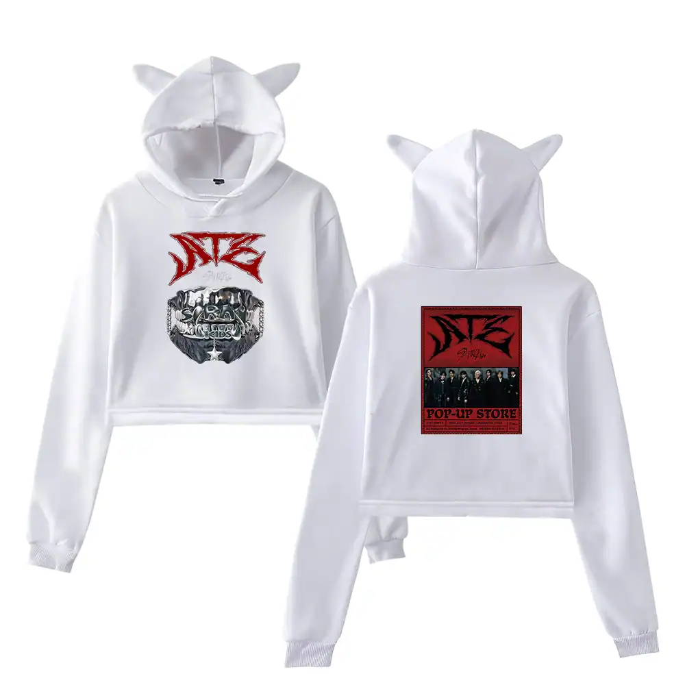 Exclusive NCT Dream hoodie set with horns, featuring bold red and black graphic design inspired by K-pop merchandise. Perfect for fans and collectors.