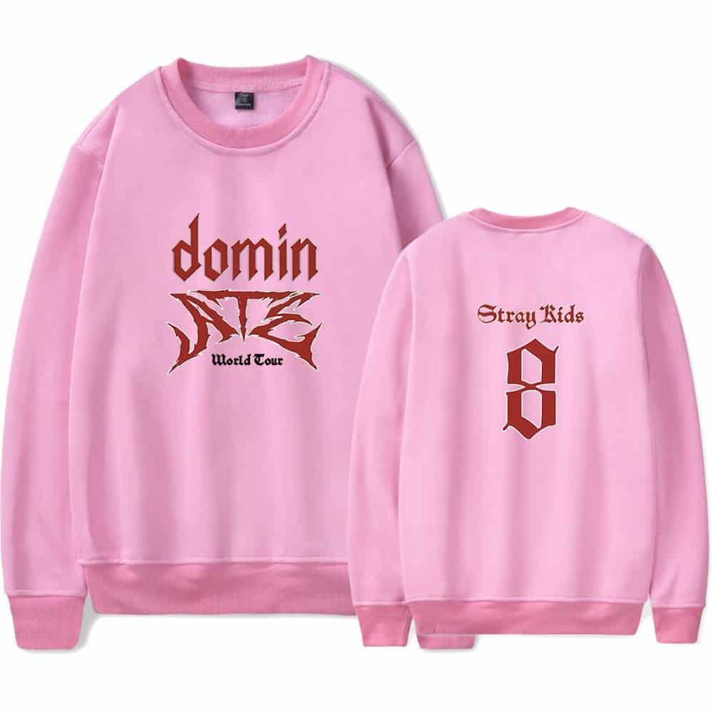 Dominic STAY World Tour pink sweatshirt.