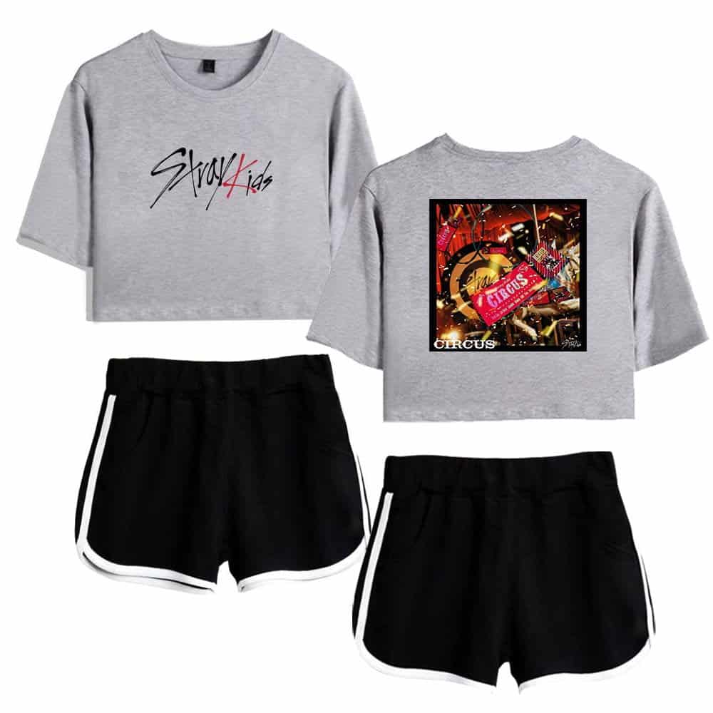 Colorful K-pop merchandise featuring trendy graphic designs and comfortable casual wear for fans.